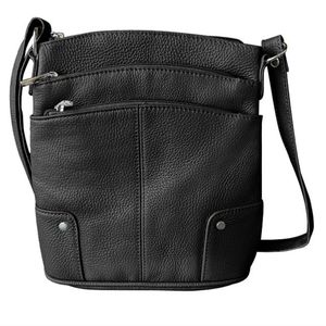 NEW, Black leather messenger crossbody, adjustable strap, excellent quality.
